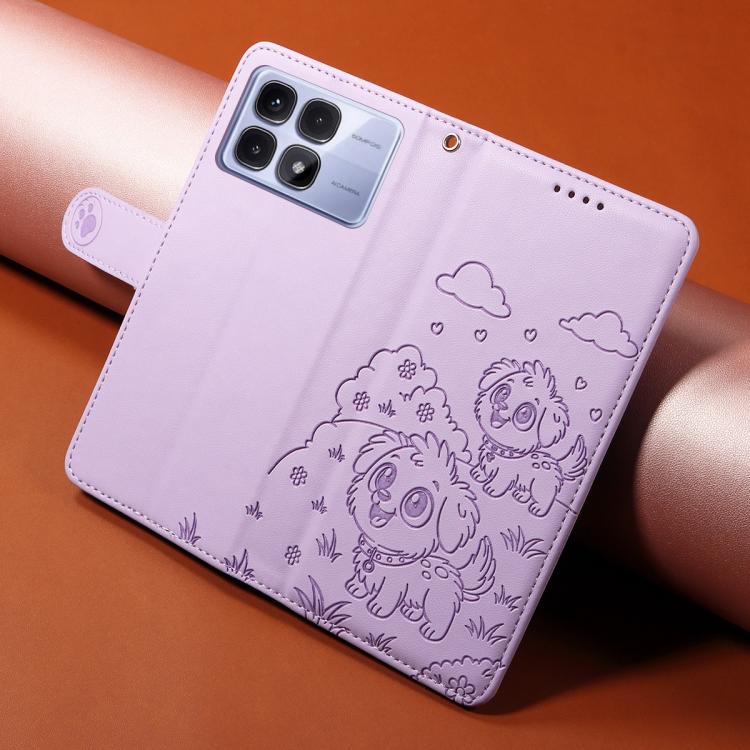For Redmi K70 Ultra Embossed Heart Dog RFID Blocking Wallet Leather Phone Case