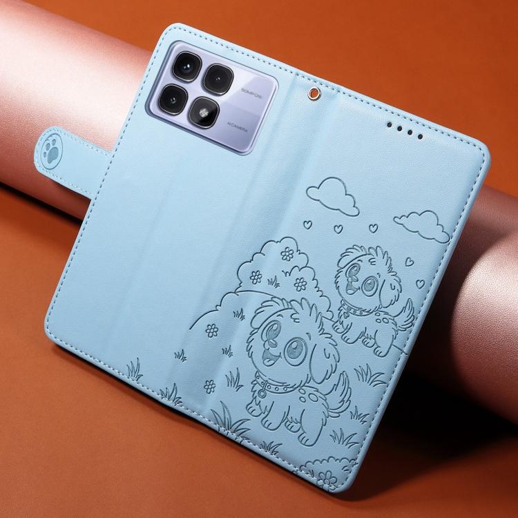 For Redmi K70 Ultra Embossed Heart Dog RFID Blocking Wallet Leather Phone Case