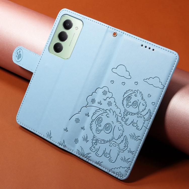For Redmi 15 5G Global / 15 4G SEA 169.5mm Embossed Heart Dog RFID Blocking Wallet Leather Phone Case