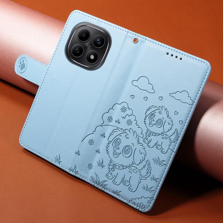 For Redmi Note 15 4G / 5G Global 164mm Embossed Heart Dog RFID Blocking Wallet Leather Phone Case