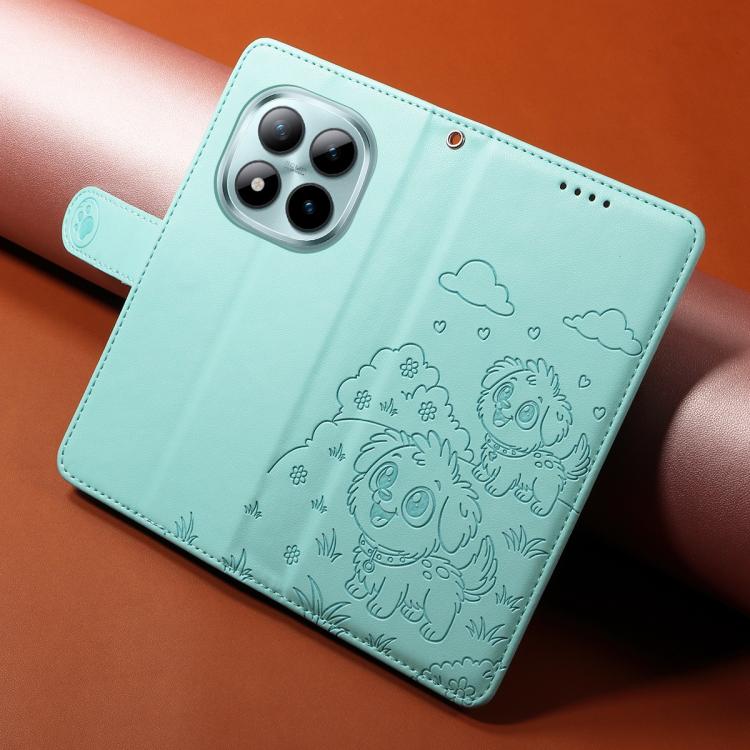 For Redmi Note 15 Pro+ 5G Global 163.3mm Embossed Heart Dog RFID Blocking Wallet Leather Phone Case