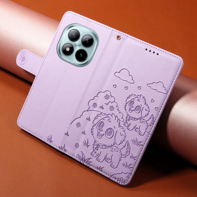 For Redmi Note 15 Pro+ 5G Global 163.3mm Embossed Heart Dog RFID Blocking Wallet Leather Phone Case
