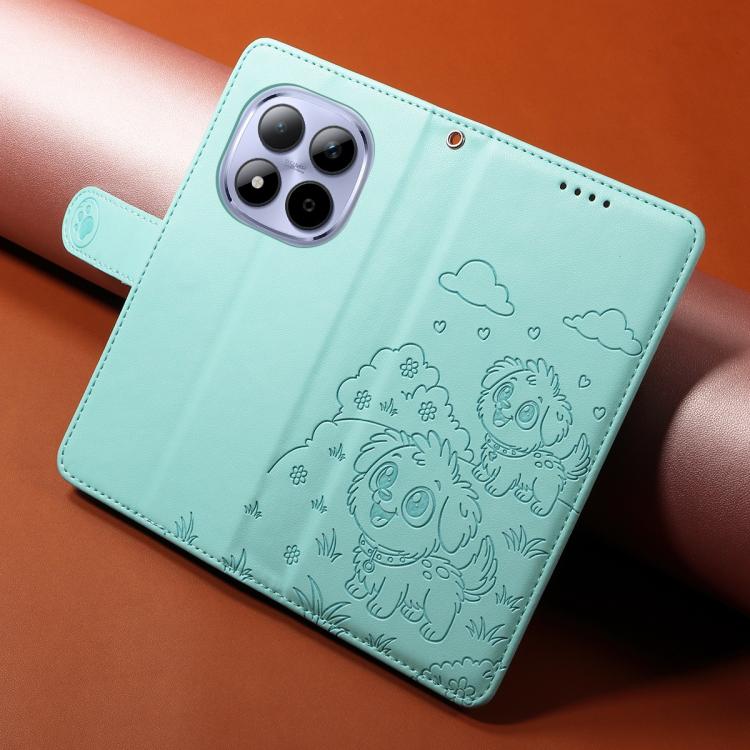For Redmi Note 15 Pro 4G Global 163.2mm Embossed Heart Dog RFID Blocking Wallet Leather Phone Case