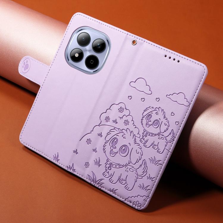 For Redmi Note 15 Pro 4G Global 163.2mm Embossed Heart Dog RFID Blocking Wallet Leather Phone Case