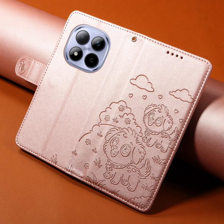 For Redmi Note 15 Pro 4G Global 163.2mm Embossed Heart Dog RFID Blocking Wallet Leather Phone Case