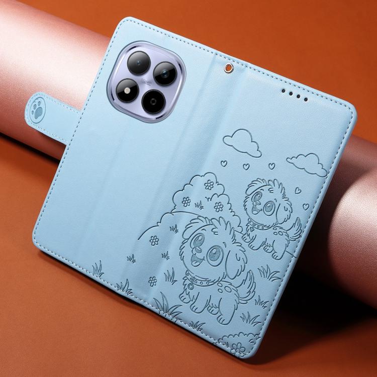 For Redmi Note 15 Pro 4G Global 163.2mm Embossed Heart Dog RFID Blocking Wallet Leather Phone Case