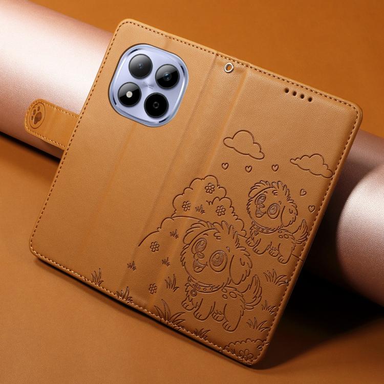 For Redmi Note 15 Pro 4G Global 163.2mm Embossed Heart Dog RFID Blocking Wallet Leather Phone Case
