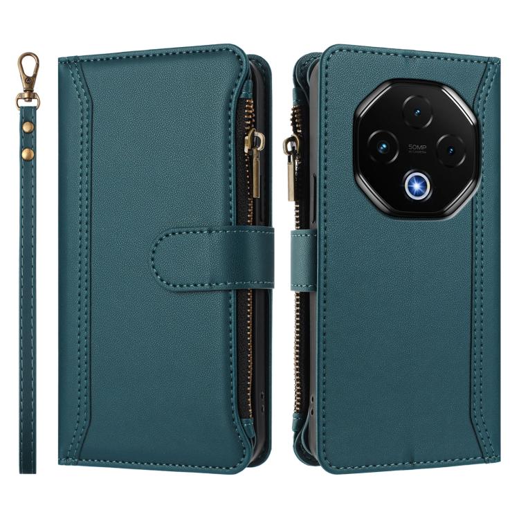 For UMIDIGI G100 Pro Magnetic Closure 9 Card Slots Zipper Leather Case with Hand Strap