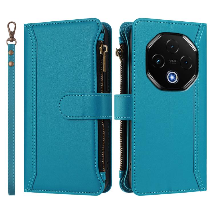 For UMIDIGI G100 Pro Magnetic Closure 9 Card Slots Zipper Leather Case with Hand Strap