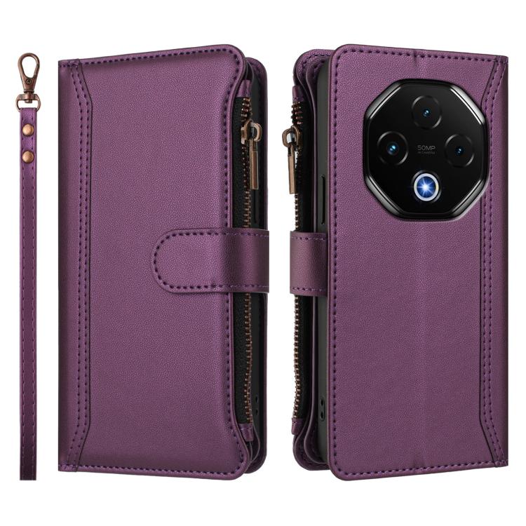 For UMIDIGI G100 Pro Magnetic Closure 9 Card Slots Zipper Leather Case with Hand Strap