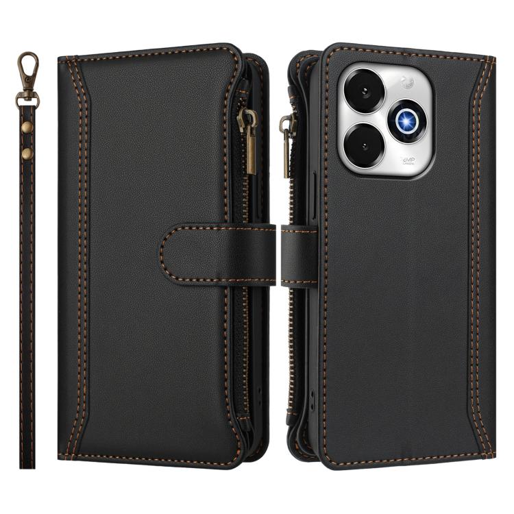 For UMIDIGI G100X 5G / 4G Magnetic Closure 9 Card Slots Zipper Leather Case with Hand Strap