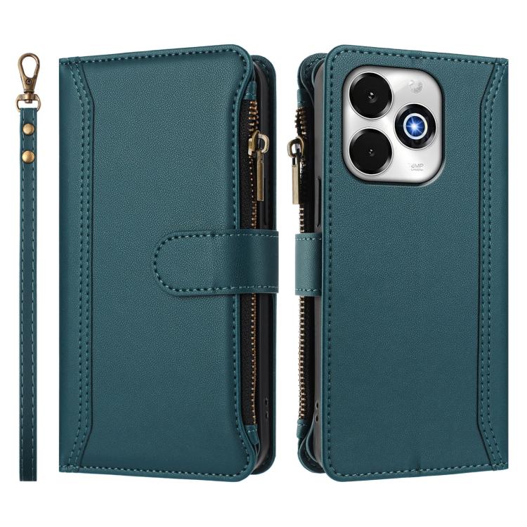 For UMIDIGI G100X 5G / 4G Magnetic Closure 9 Card Slots Zipper Leather Case with Hand Strap