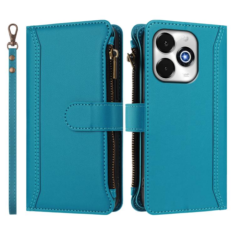 For UMIDIGI G100X 5G / 4G Magnetic Closure 9 Card Slots Zipper Leather Case with Hand Strap