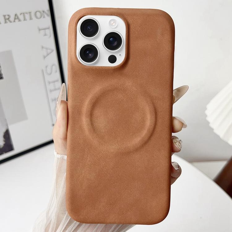 For iPhone 16 Pro Max Skin Feel Sheepskin MagSafe Magnetic Phone Case