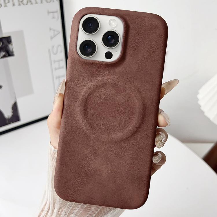 For iPhone 15 Pro Max Skin Feel Sheepskin MagSafe Magnetic Phone Case