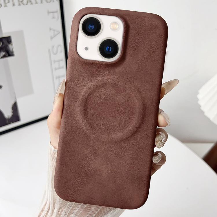 For iPhone 15 Plus Skin Feel Sheepskin MagSafe Magnetic Phone Case