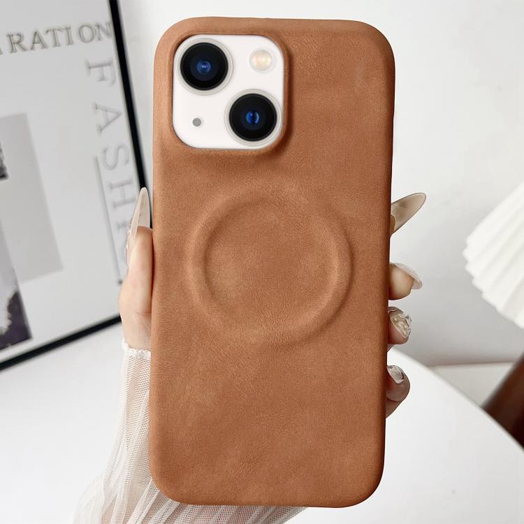For iPhone 15 Plus Skin Feel Sheepskin MagSafe Magnetic Phone Case
