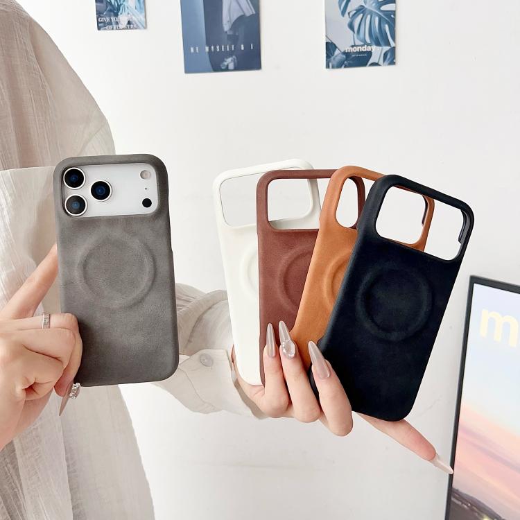 For iPhone 16 Plus Skin Feel Sheepskin MagSafe Magnetic Phone Case