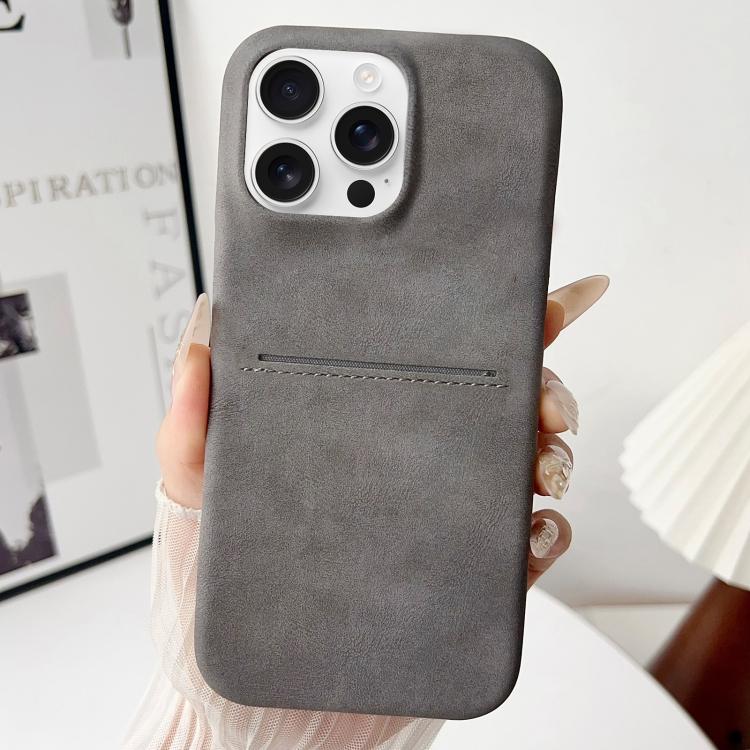 For iPhone 16 Pro Max Skin Feel Sheepskin Card Slot Phone Case