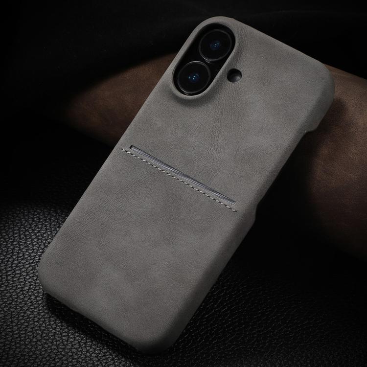 For iPhone 16 Plus Skin Feel Sheepskin Card Slot Phone Case