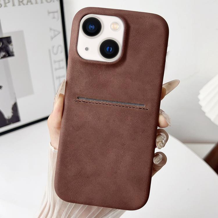 For iPhone 15 Plus Skin Feel Sheepskin Card Slot Phone Case