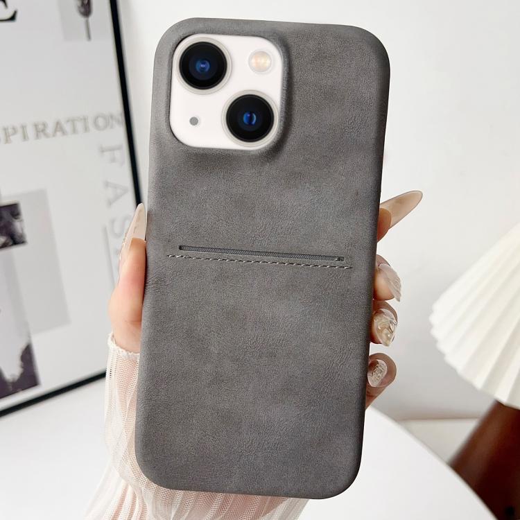For iPhone 15 Plus Skin Feel Sheepskin Card Slot Phone Case