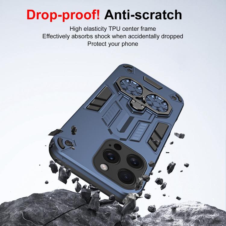 For iPhone 15 Pro Max Double-Ring Holder PC Hybrid TPU Phone Case