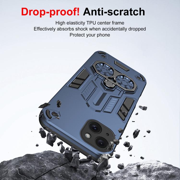 For iPhone 15 Plus Double-Ring Holder PC Hybrid TPU Phone Case