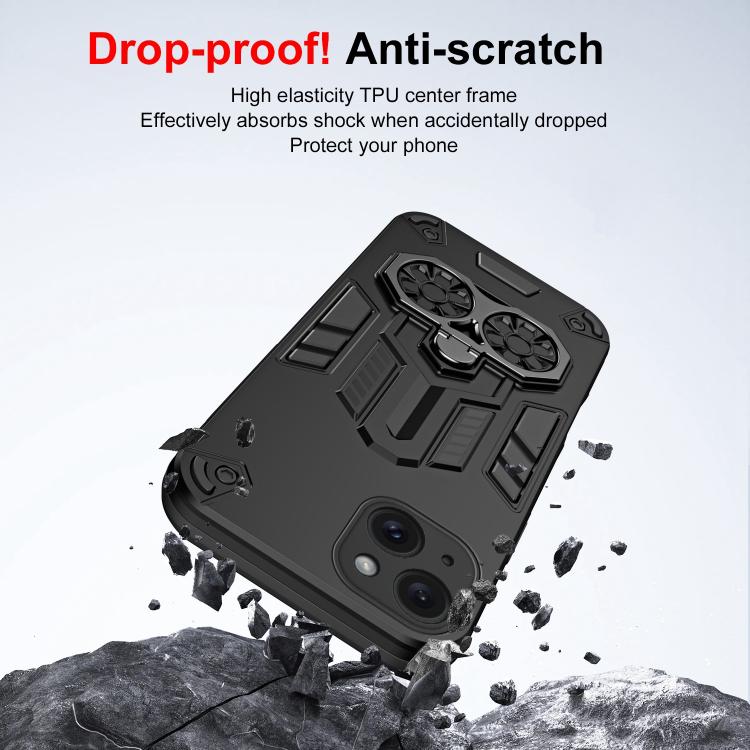 For iPhone 15 Plus Double-Ring Holder PC Hybrid TPU Phone Case