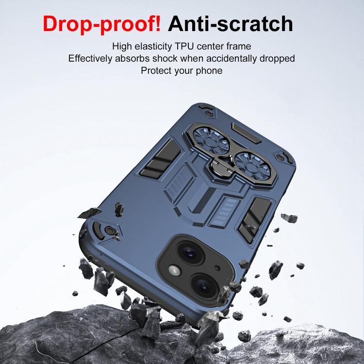 For iPhone 15 Double-Ring Holder PC Hybrid TPU Phone Case