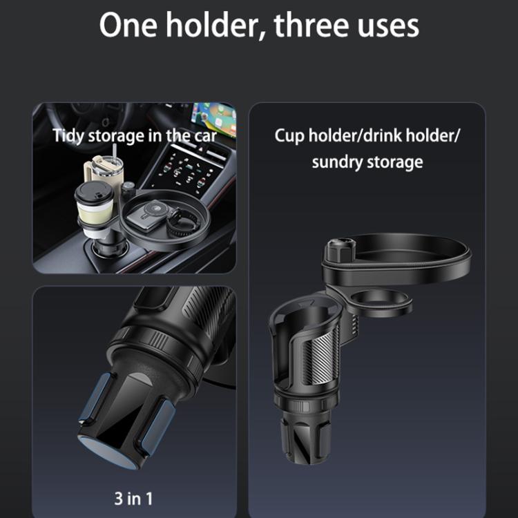 Yesido C180 3 in 1 Car Multi-function Tray Water Cup Holder - Black