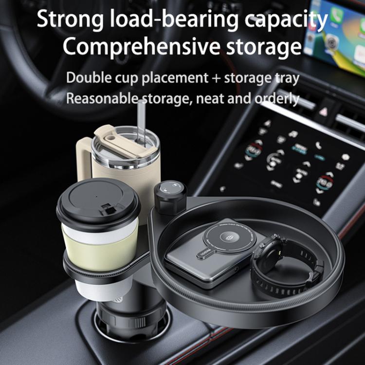 Yesido C180 3 in 1 Car Multi-function Tray Water Cup Holder - Black