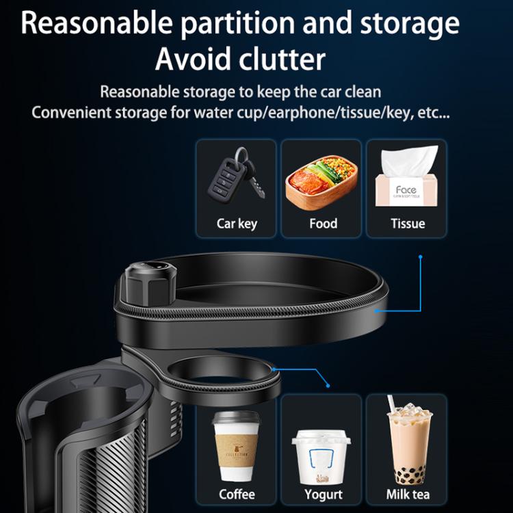 Yesido C180 3 in 1 Car Multi-function Tray Water Cup Holder - Black