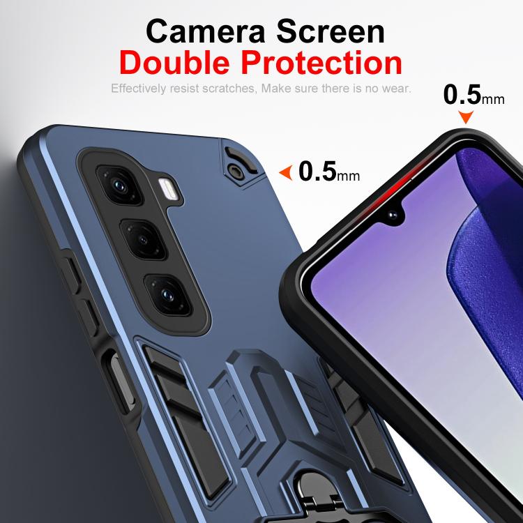 For Infinix Hot 50 Pro+ 4G Double-Ring Holder PC Hybrid TPU Phone Case
