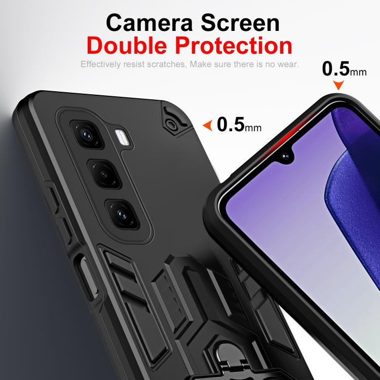 For Infinix Hot 50 Pro+ 4G Double-Ring Holder PC Hybrid TPU Phone Case
