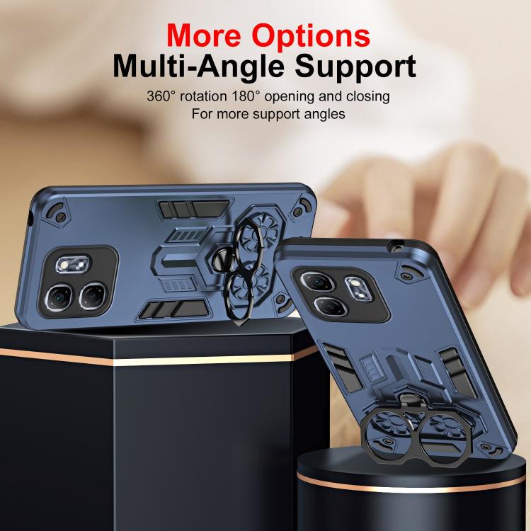 For Infinix Hot 50i / Smart 9 Double-Ring Holder PC Hybrid TPU Phone Case
