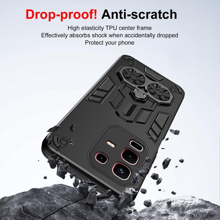 For Infinix Note 50s Double-Ring Holder PC Hybrid TPU Phone Case