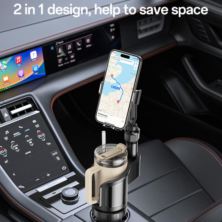 Yesido C273 2 in 1 Car Water Cup Phone Holder - Black
