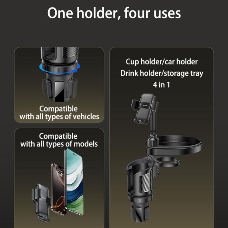 Yesido C274 4 in 1 Car Multi-function Tray Water Cup Phone Holder - Black