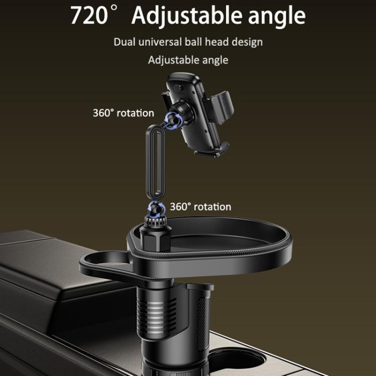 Yesido C274 4 in 1 Car Multi-function Tray Water Cup Phone Holder - Black