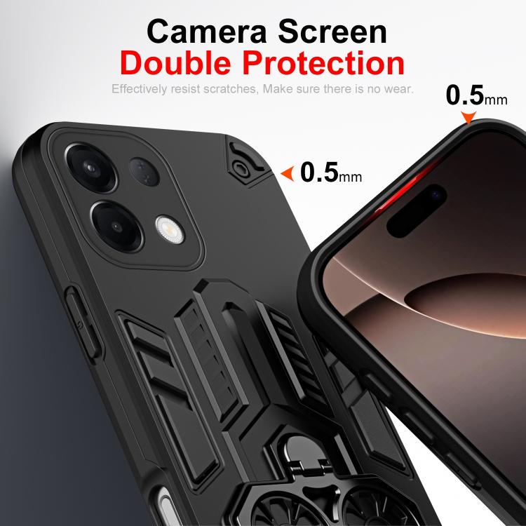For OPPO K13 / K12s Double-Ring Holder PC Hybrid TPU Phone Case