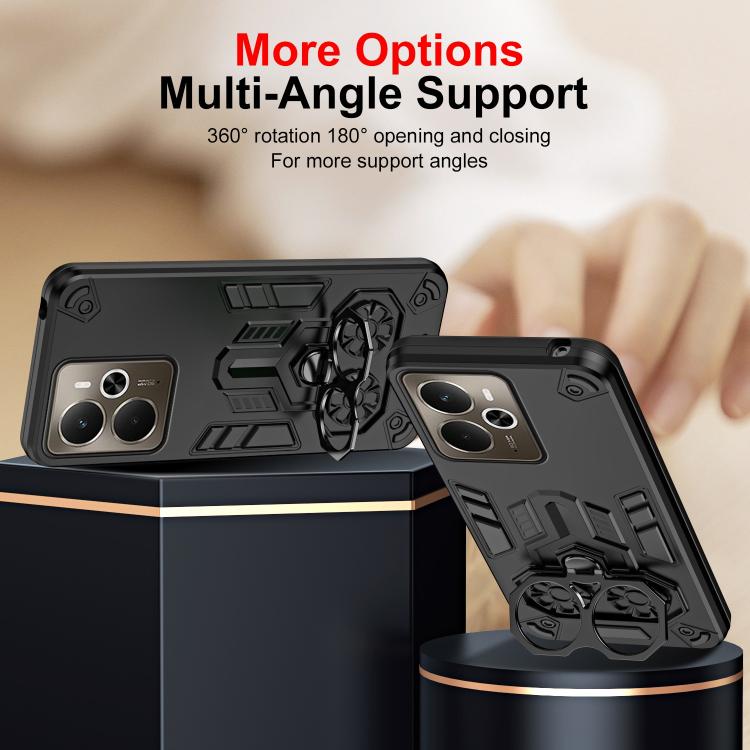 For Realme 14 / P3 / Neo7x Double-Ring Holder PC Hybrid TPU Phone Case