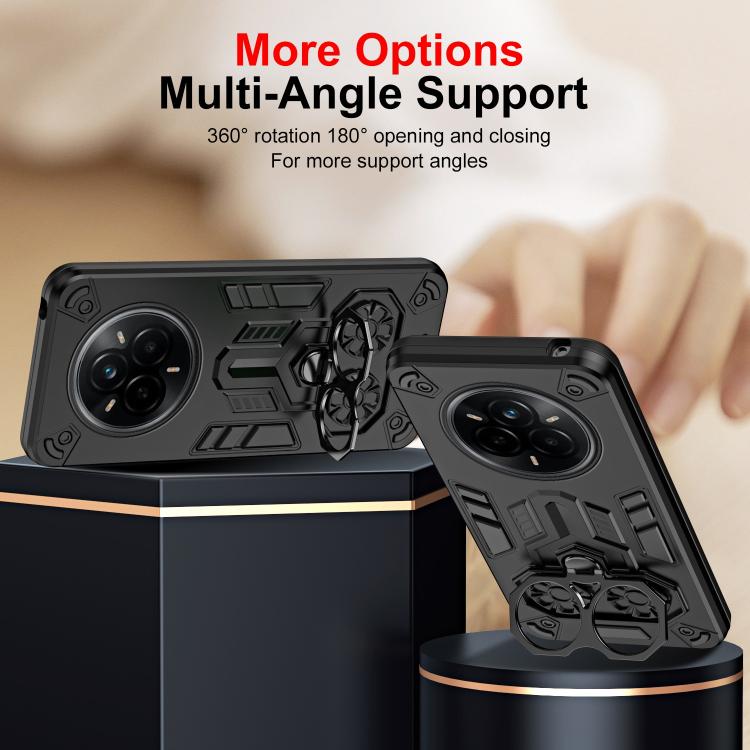 For Realme 14 Pro Double-Ring Holder PC Hybrid TPU Phone Case
