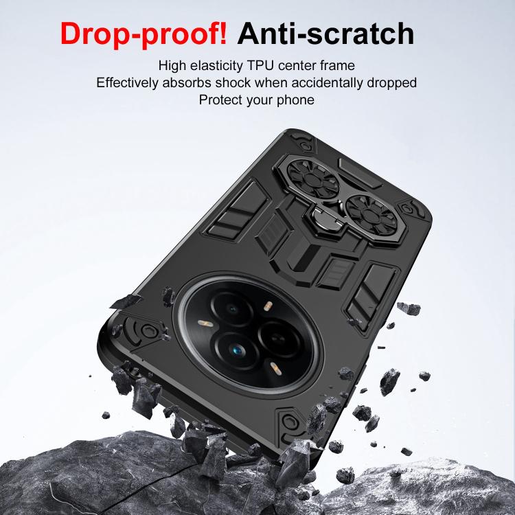 For Realme 14 Pro Double-Ring Holder PC Hybrid TPU Phone Case
