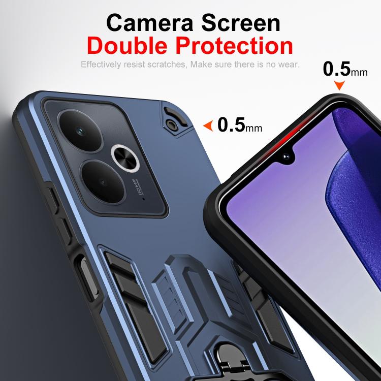For Realme 14T 5G Double-Ring Holder PC Hybrid TPU Phone Case