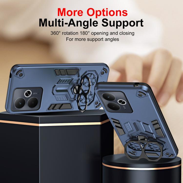 For Realme 14T 5G Double-Ring Holder PC Hybrid TPU Phone Case