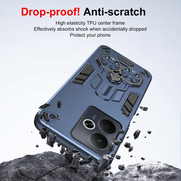 For Realme 14T 5G Double-Ring Holder PC Hybrid TPU Phone Case