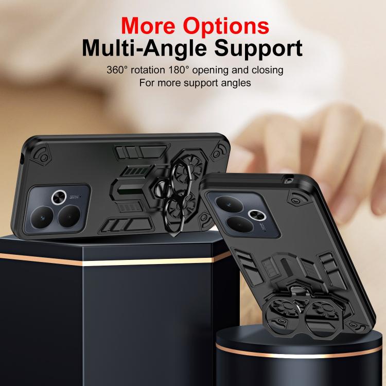 For Realme 14T 5G Double-Ring Holder PC Hybrid TPU Phone Case