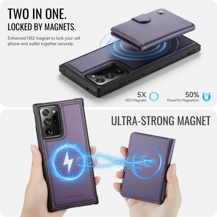 For Samsung Galaxy Note20 Ultra JEEHOOD J09 Buckle Card Bag MagSafe Magnetic Style RFID Leather Phone Case
