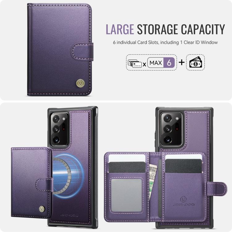 For Samsung Galaxy Note20 Ultra JEEHOOD J09 Buckle Card Bag MagSafe Magnetic Style RFID Leather Phone Case